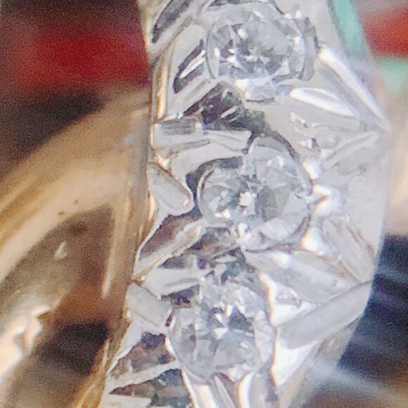 14K Gold Mid Century Diamond Cocktail Ring Retro Swirl Design VTG Ring, 50s 60s - Picture 4 of 16